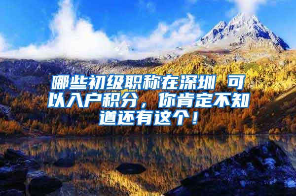 哪些初级职称在深圳 可以入户积分，你肯定不知道还有这个！