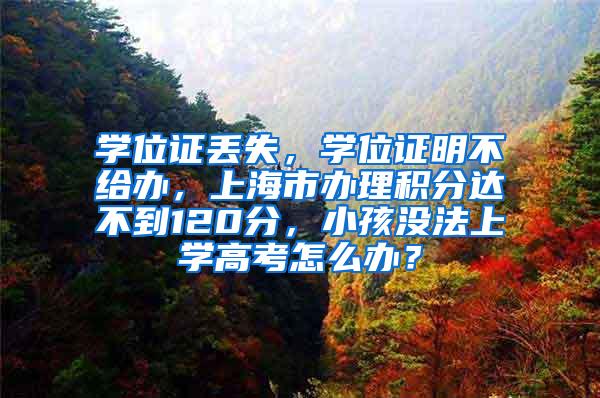 学位证丢失，学位证明不给办，上海市办理积分达不到120分，小孩没法上学高考怎么办？