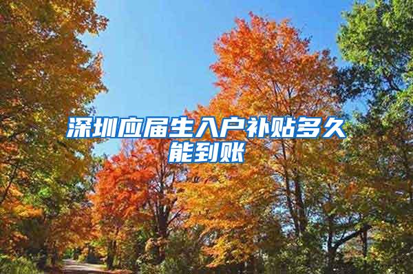 深圳应届生入户补贴多久能到账