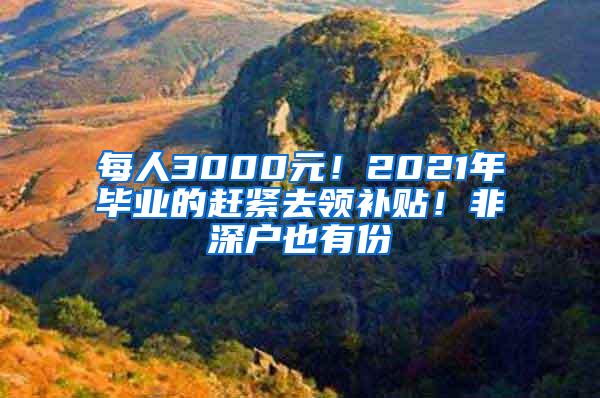 每人3000元！2021年毕业的赶紧去领补贴！非深户也有份