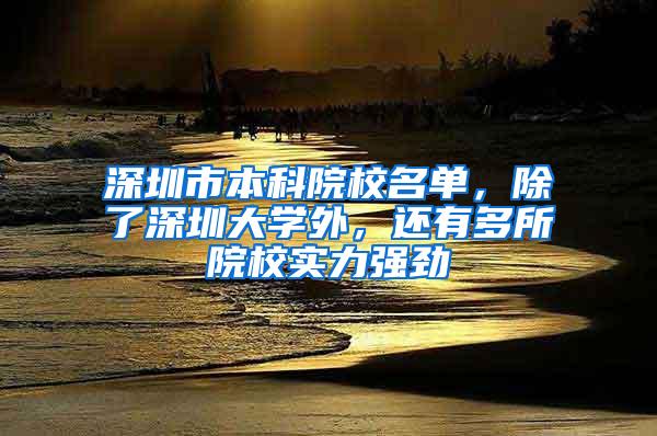 深圳市本科院校名单，除了深圳大学外，还有多所院校实力强劲