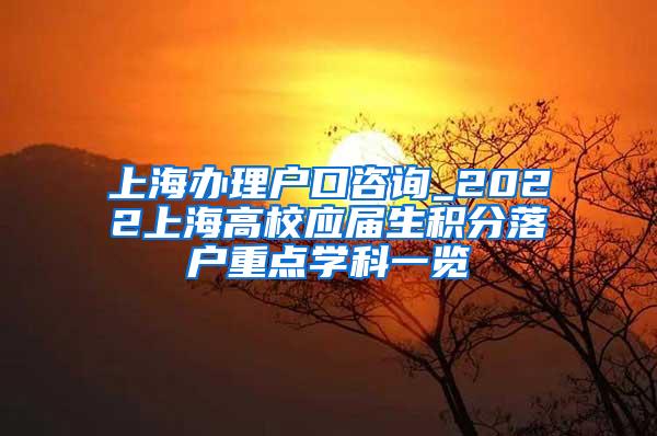 上海办理户口咨询_2022上海高校应届生积分落户重点学科一览