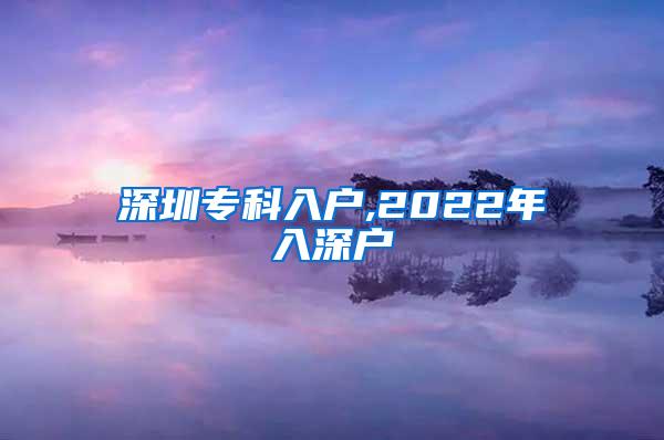 深圳专科入户,2022年入深户