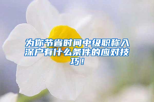 为你节省时间中级职称入深户有什么条件的应对技巧！