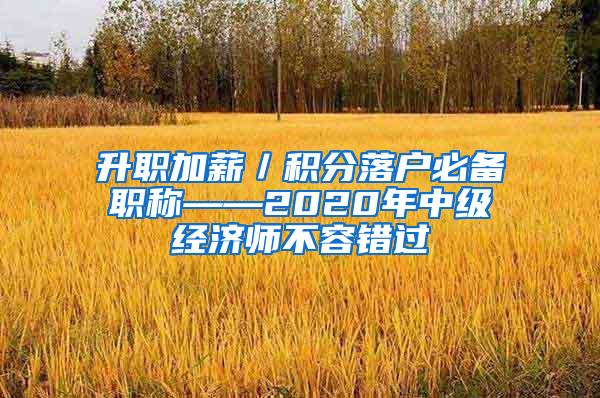 升职加薪／积分落户必备职称——2020年中级经济师不容错过