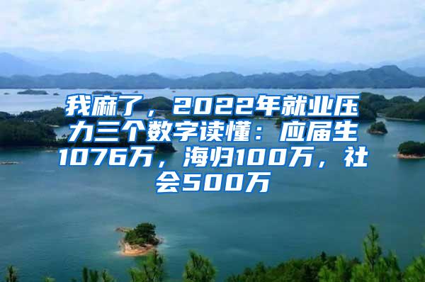 我麻了，2022年就业压力三个数字读懂：应届生1076万，海归100万，社会500万