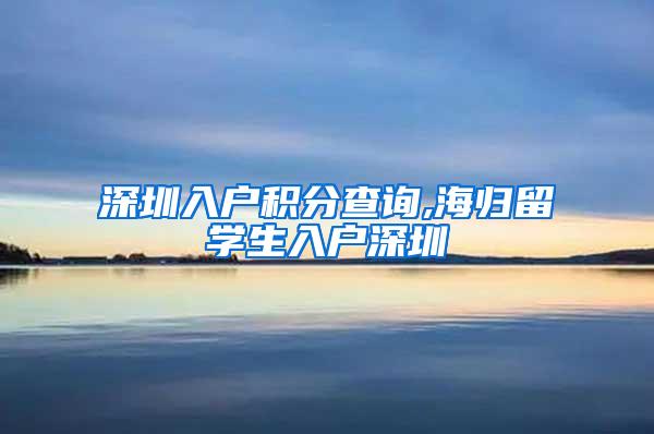 深圳入户积分查询,海归留学生入户深圳