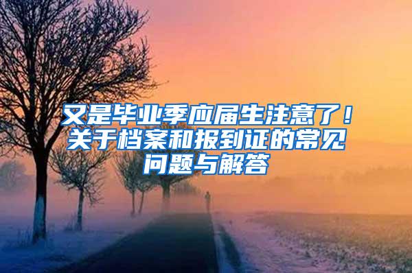 又是毕业季应届生注意了！关于档案和报到证的常见问题与解答