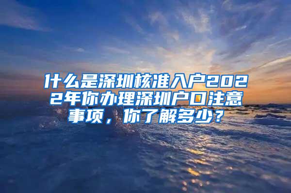 什么是深圳核准入户2022年你办理深圳户口注意事项，你了解多少？