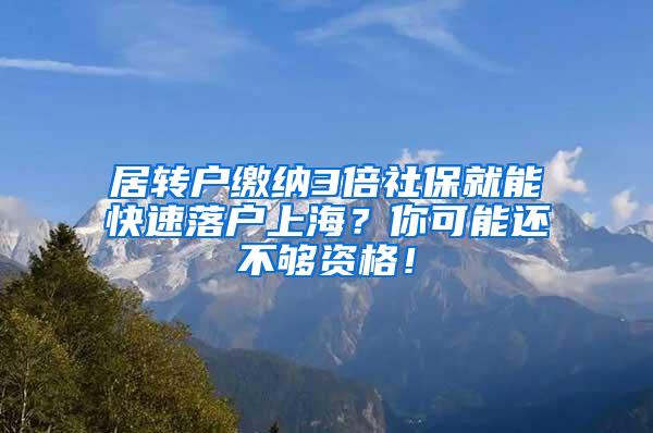 居转户缴纳3倍社保就能快速落户上海？你可能还不够资格！