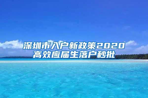 深圳市入户新政策2020高效应届生落户秒批