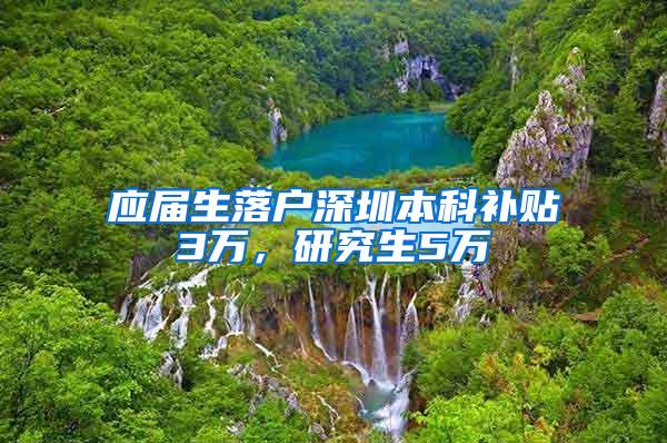 应届生落户深圳本科补贴3万，研究生5万