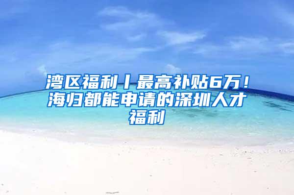 湾区福利丨最高补贴6万！海归都能申请的深圳人才福利