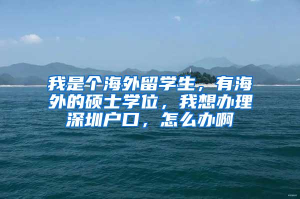 我是个海外留学生，有海外的硕士学位，我想办理深圳户口，怎么办啊