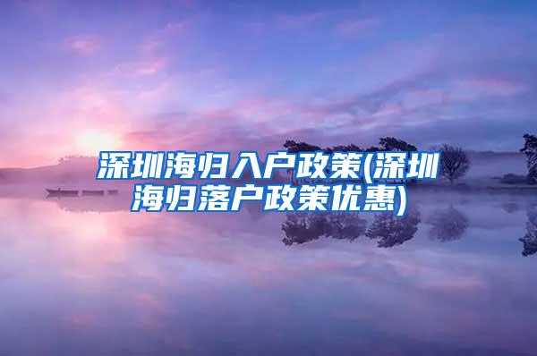 深圳海归入户政策(深圳海归落户政策优惠)