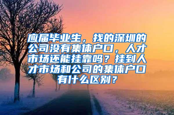 应届毕业生，找的深圳的公司没有集体户口，人才市场还能挂靠吗？挂到人才市场和公司的集体户口有什么区别？