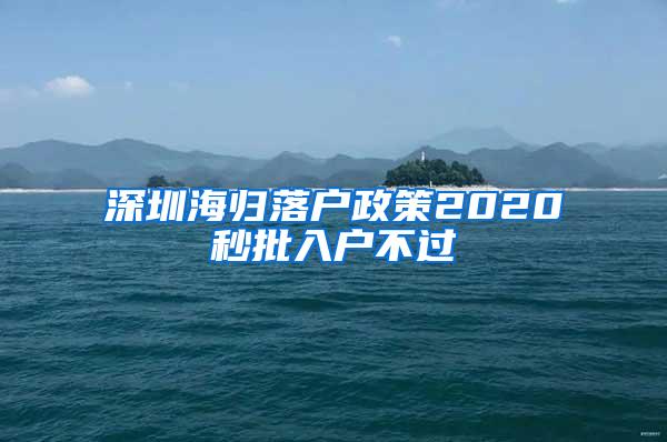 深圳海归落户政策2020秒批入户不过