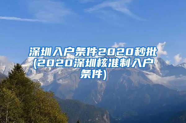 深圳入户条件2020秒批(2020深圳核准制入户条件)