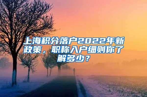 上海积分落户2022年新政策，职称入户细则你了解多少？