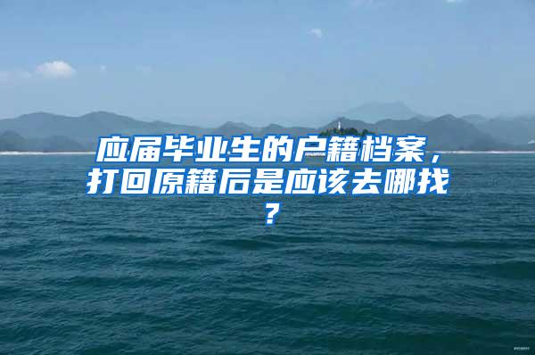 应届毕业生的户籍档案，打回原籍后是应该去哪找？