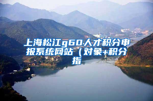 上海松江g60人才积分申报系统网站（对象+积分指