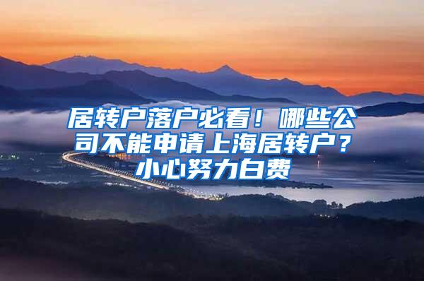 居转户落户必看！哪些公司不能申请上海居转户？小心努力白费