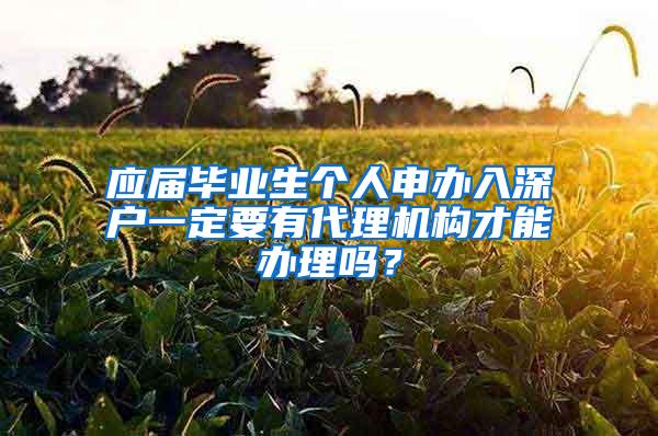 应届毕业生个人申办入深户一定要有代理机构才能办理吗？