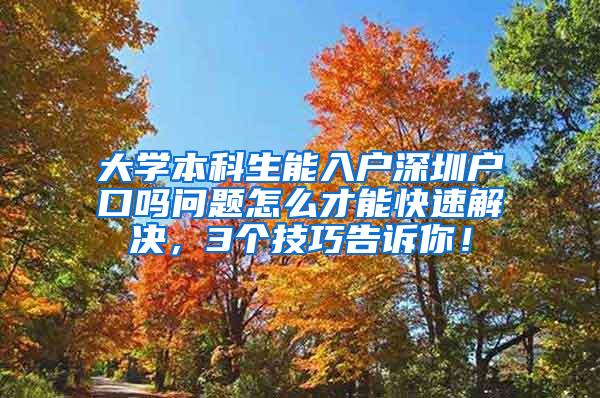 大学本科生能入户深圳户口吗问题怎么才能快速解决，3个技巧告诉你！