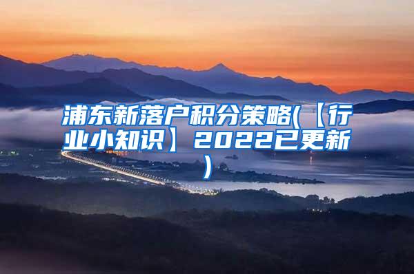 浦东新落户积分策略(【行业小知识】2022已更新)