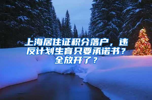 上海居住证积分落户，违反计划生育只要承诺书？全放开了？