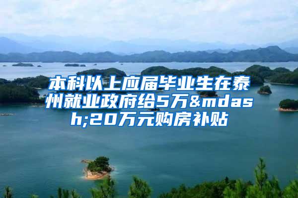 本科以上应届毕业生在泰州就业政府给5万—20万元购房补贴