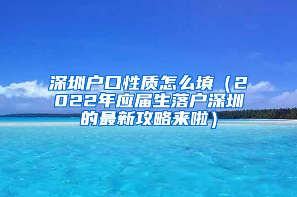 深圳户口性质怎么填（2022年应届生落户深圳的最新攻略来啦）