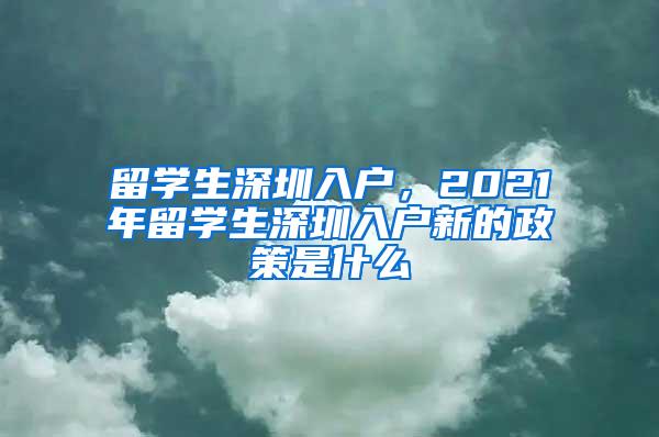 留学生深圳入户，2021年留学生深圳入户新的政策是什么