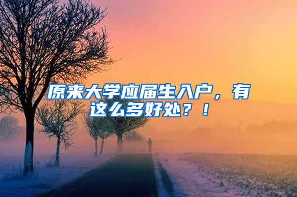 原来大学应届生入户，有这么多好处？！