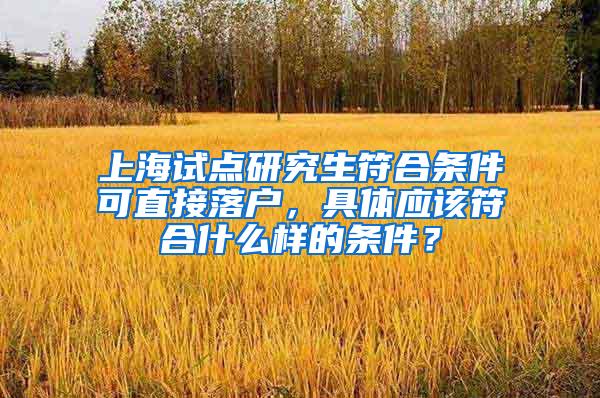 上海试点研究生符合条件可直接落户，具体应该符合什么样的条件？