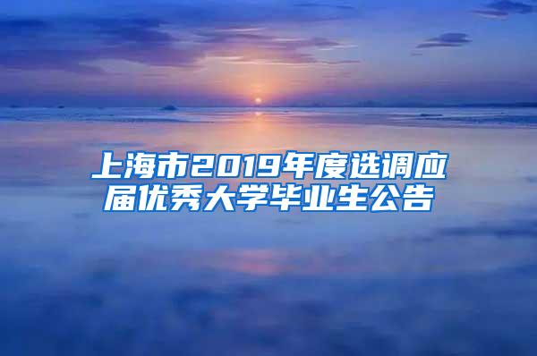 上海市2019年度选调应届优秀大学毕业生公告