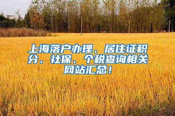 上海落户办理、居住证积分、社保、个税查询相关网站汇总！