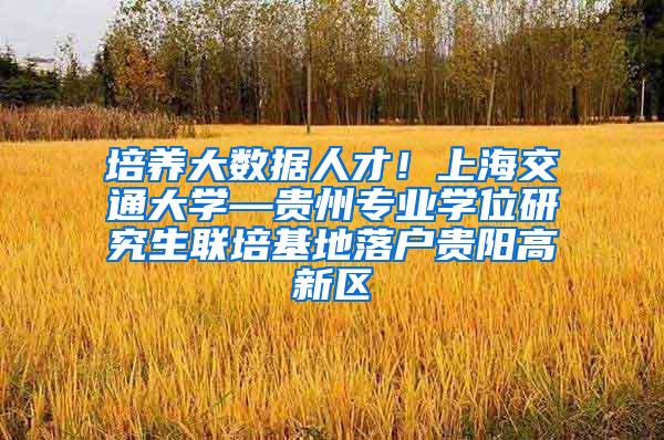 培养大数据人才！上海交通大学—贵州专业学位研究生联培基地落户贵阳高新区