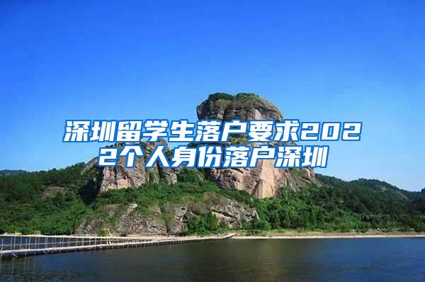 深圳留学生落户要求2022个人身份落户深圳