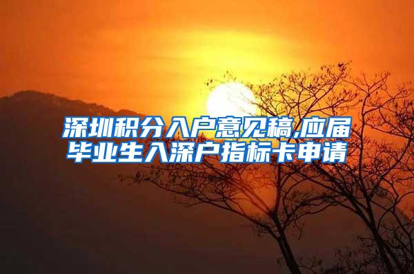 深圳积分入户意见稿,应届毕业生入深户指标卡申请