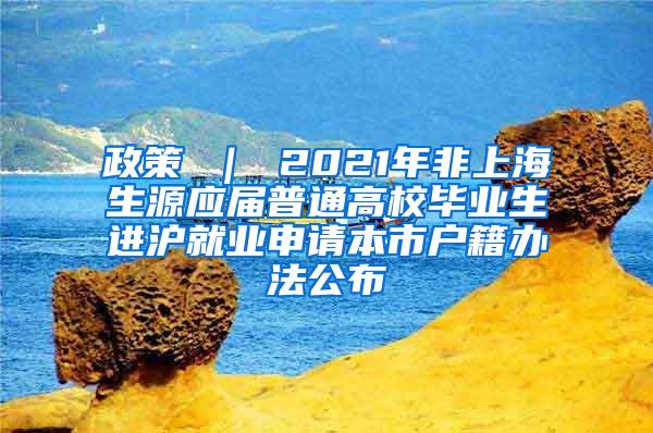 政策 ｜ 2021年非上海生源应届普通高校毕业生进沪就业申请本市户籍办法公布