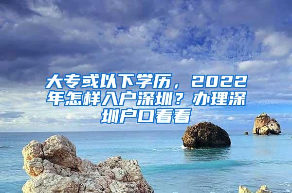 大专或以下学历，2022年怎样入户深圳？办理深圳户口看看