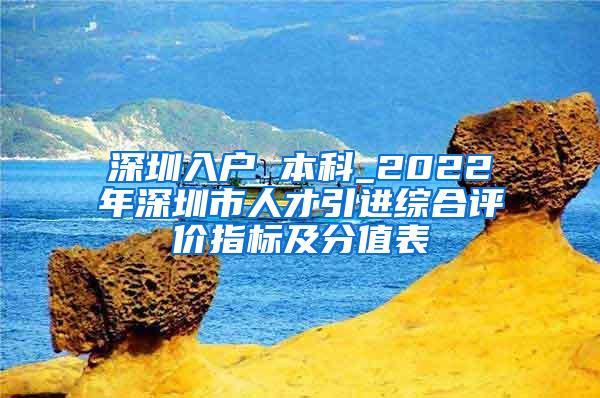 深圳入户 本科_2022年深圳市人才引进综合评价指标及分值表