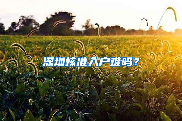 深圳核准入户难吗？