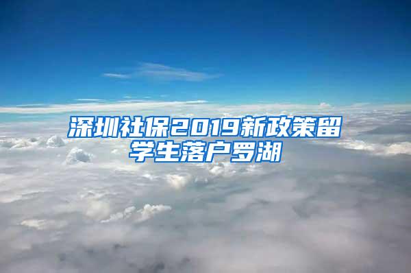 深圳社保2019新政策留学生落户罗湖