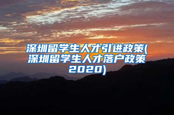 深圳留学生人才引进政策(深圳留学生人才落户政策2020)