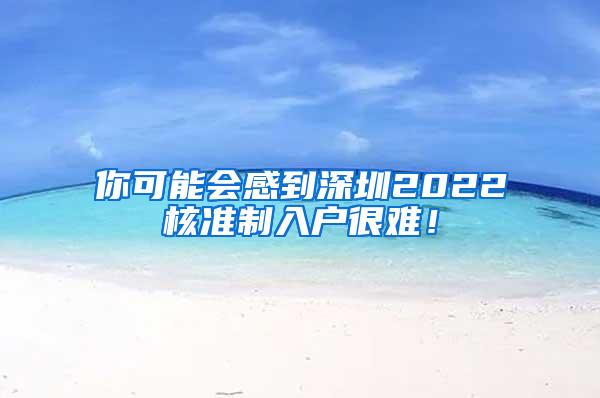 你可能会感到深圳2022核准制入户很难！