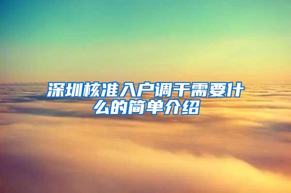 深圳核准入户调干需要什么的简单介绍