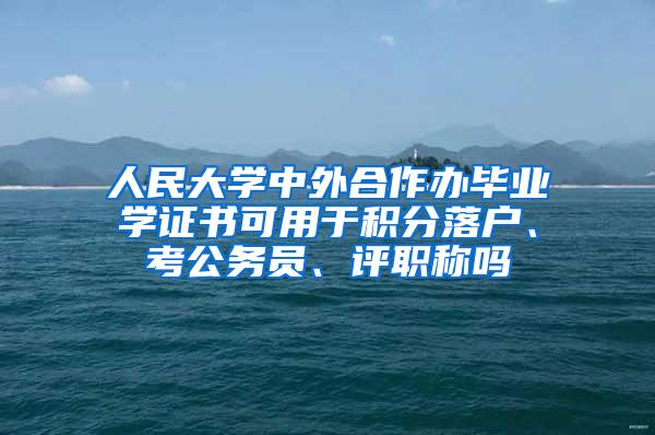 人民大学中外合作办毕业学证书可用于积分落户、考公务员、评职称吗