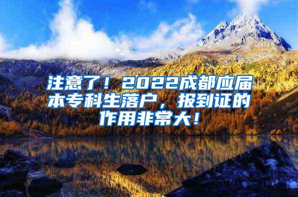 注意了！2022成都应届本专科生落户，报到证的作用非常大！